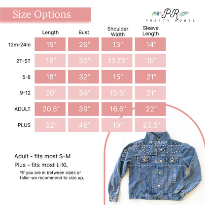 (Blue) Mama and Mini Pink Patch Pearl Denim Jacket