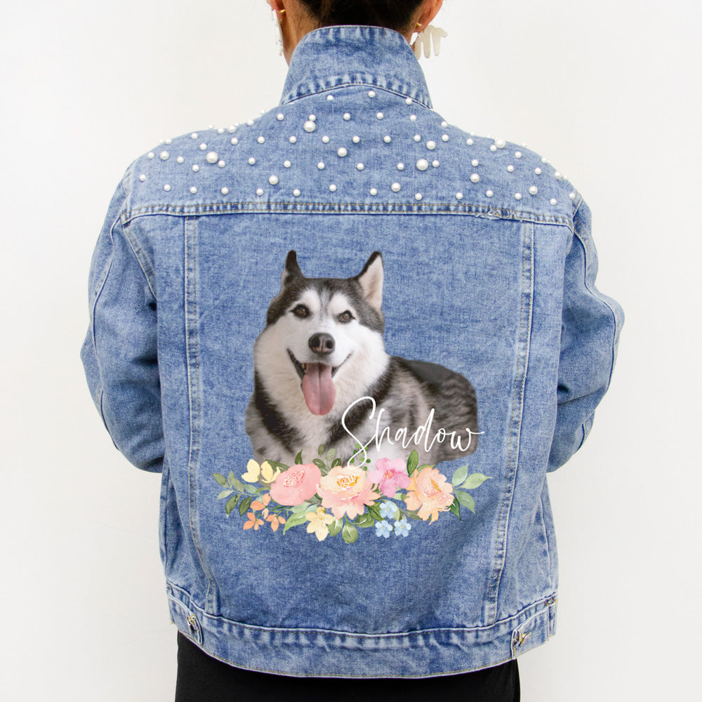 (Blue Pearl) Personalized Pet Photo Denim Jacket