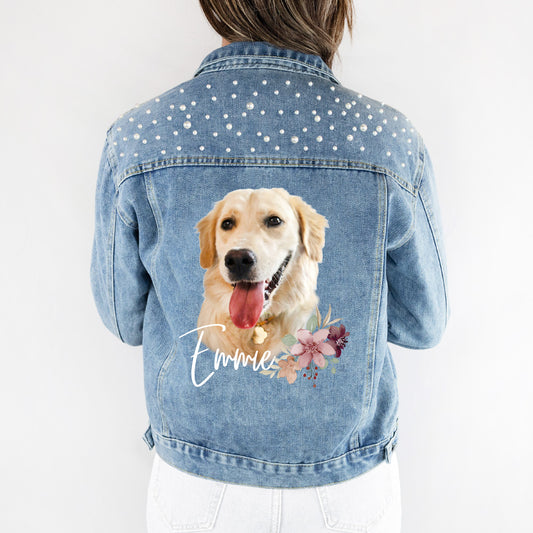 (Blue Pearl) Personalized Pet Photo Denim Jacket