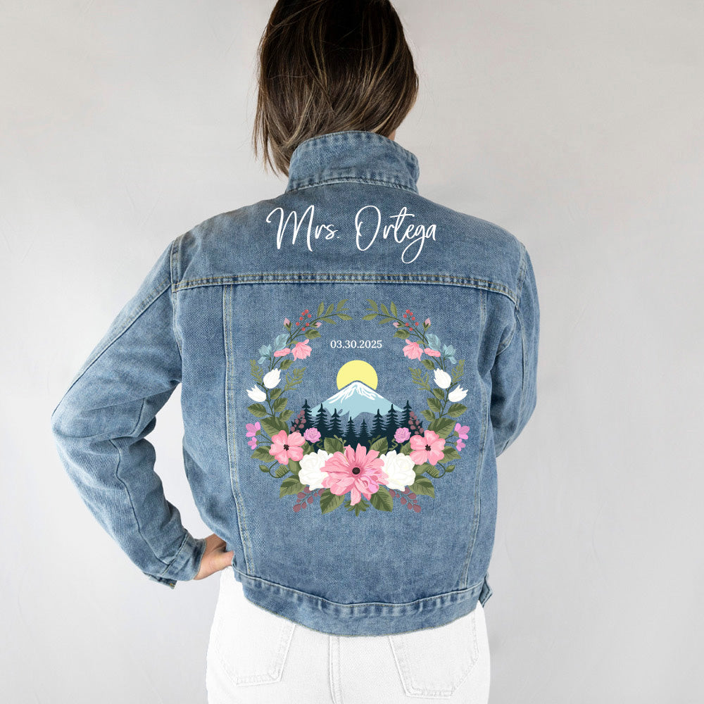 (Blue Denim) Personalized Bridal Denim Jacket