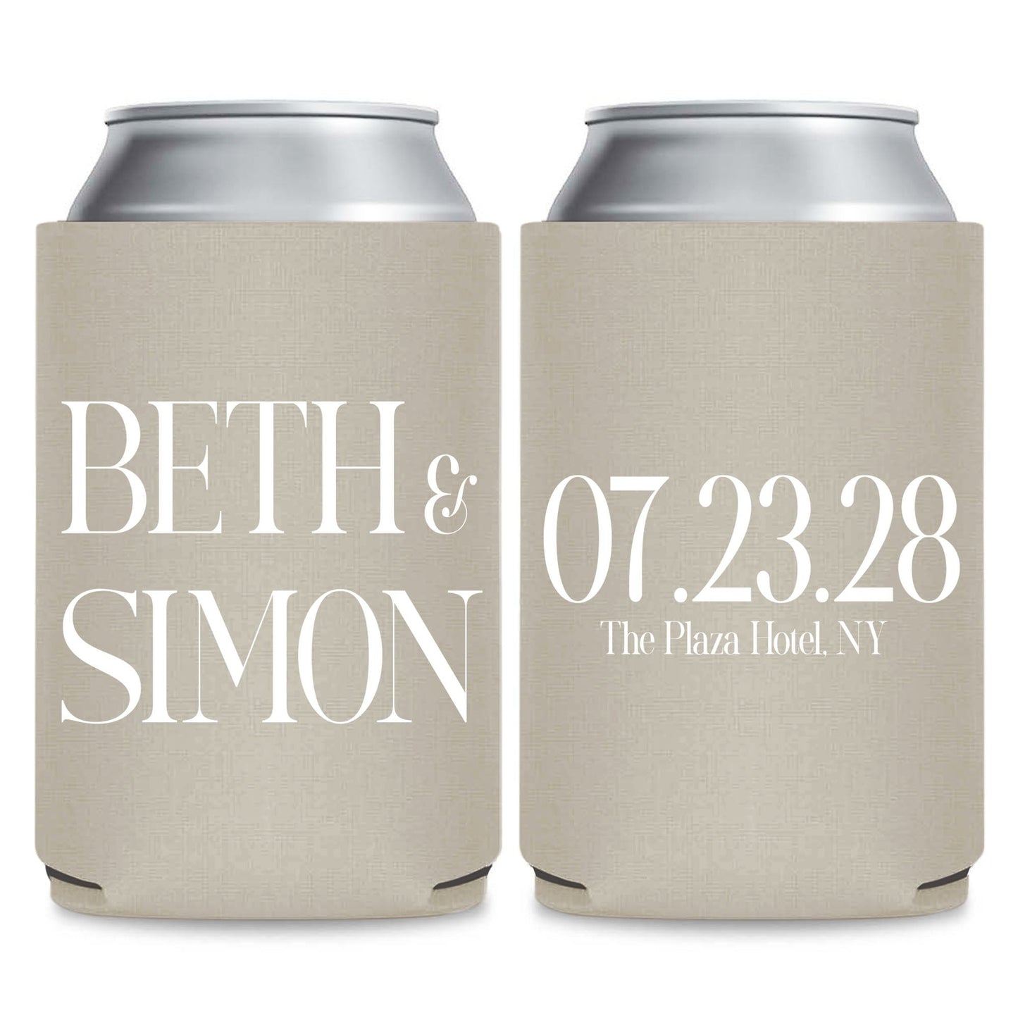 Minimalist Can Coolers Wedding Favors