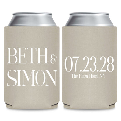 Minimalist Can Coolers Wedding Favors