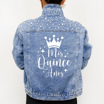 Quinceanera Custom Denim Jacket, Quinceanera Jacket, Quinceanera Theme Denim Jacket, Sweet 15 Custom Denim Jackets, Quinceanera Gift Jackets, Quinceanera Custom Denim Jacket, Personalized Quinceanera Denim Jacket, Customized Quinceanera Jean Jacket, Quinceanera Party Denim Jacket