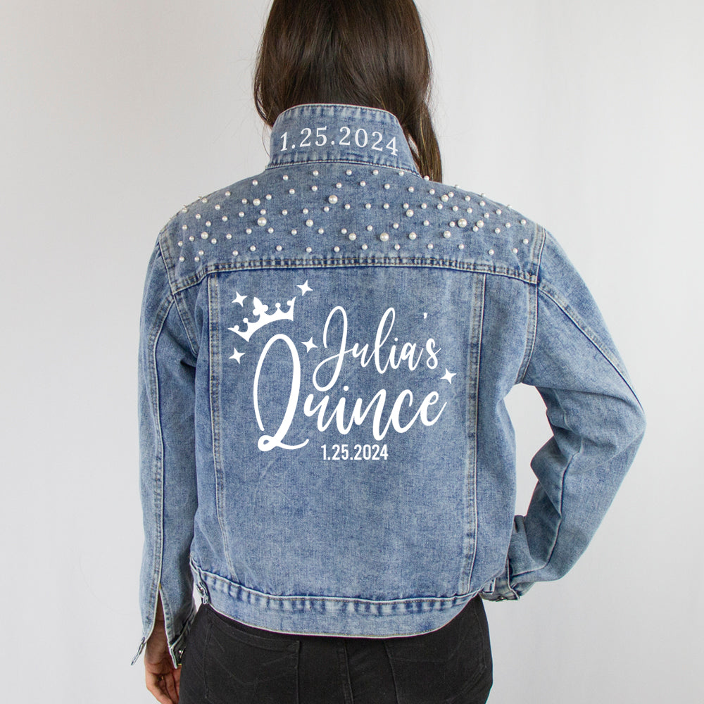 Quinceanera Custom Denim Jacket, Quinceanera Jacket, Quinceanera Theme Denim Jacket, Sweet 15 Custom Denim Jackets, Quinceanera Gift Jackets, Quinceanera Custom Denim Jacket, Personalized Quinceanera Denim Jacket, Customized Quinceanera Jean Jacket, Quinceanera Party Denim Jacket