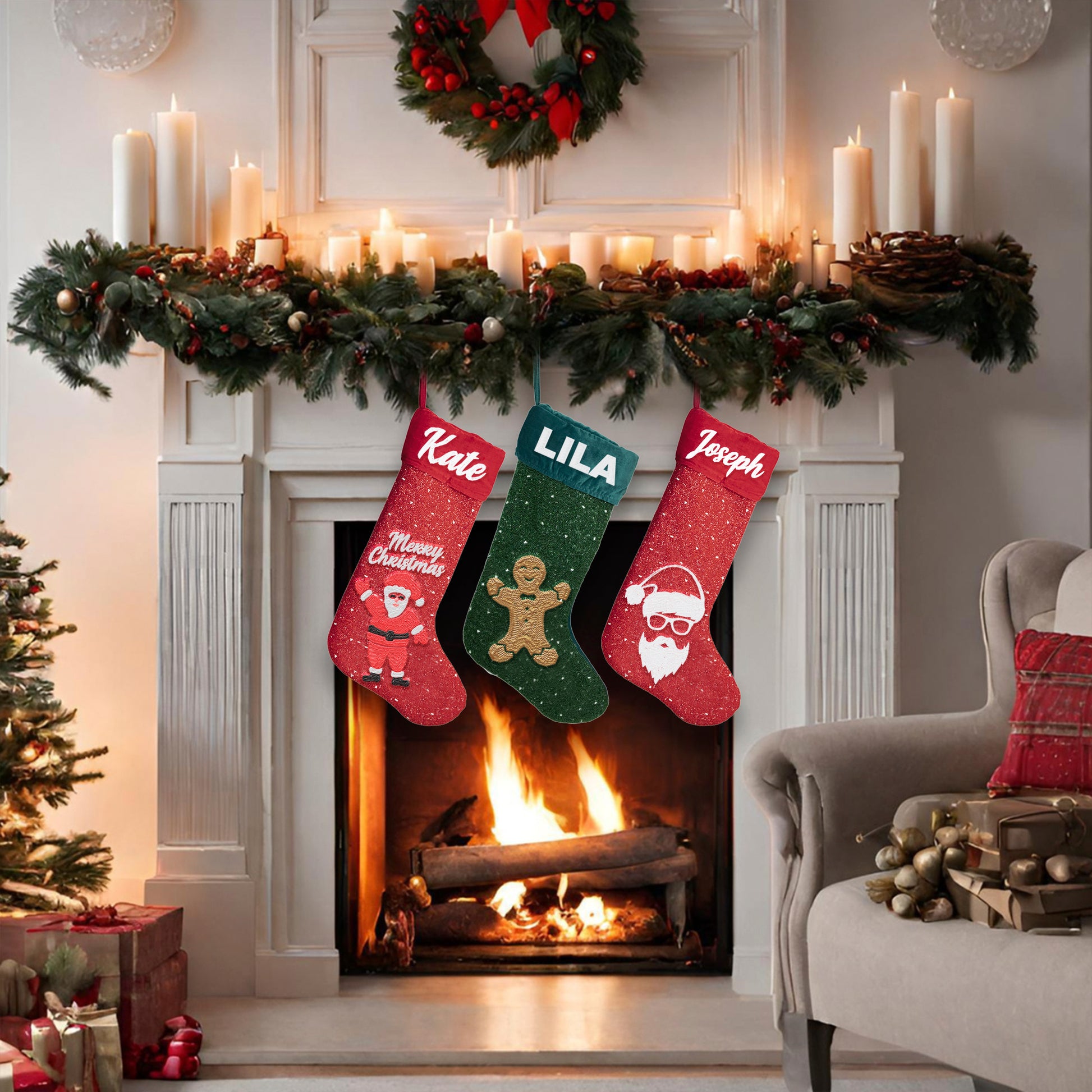 Custom Beaded Holiday Stockings