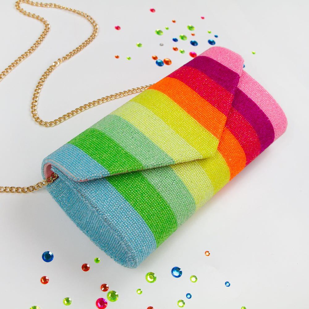 Elegant Personalized Last Name Envelope Wedding Clutch Bag, a unique and handmade accessory for brides on their special day