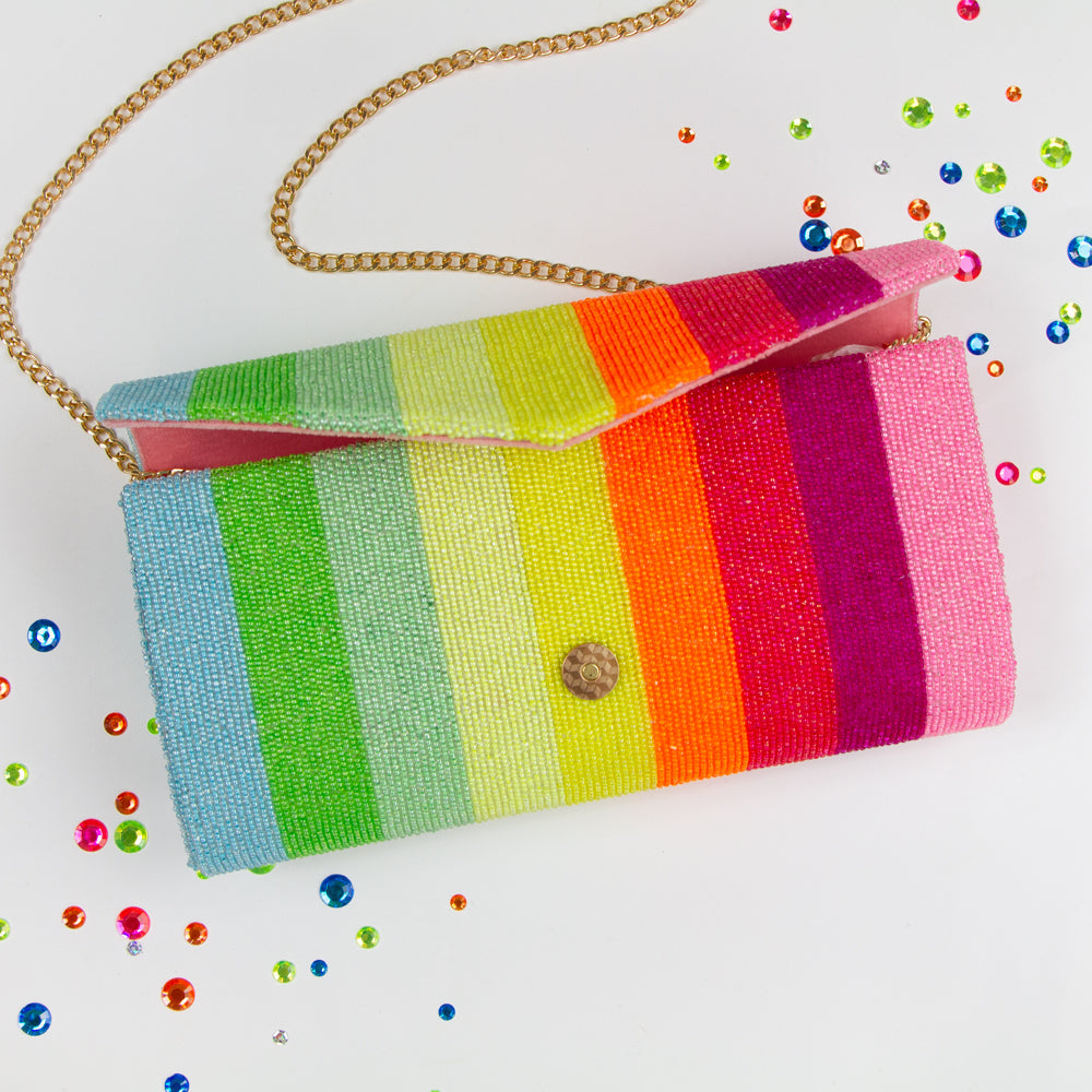 Elegant Personalized Last Name Envelope Wedding Clutch Bag, a unique and handmade accessory for brides on their special day