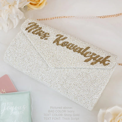 Personalized Bridal Envelop Clutch Bag