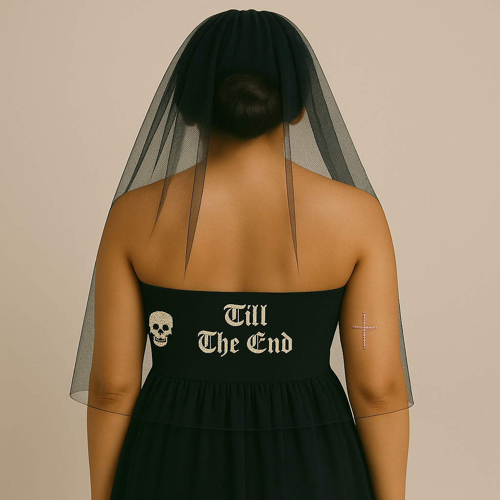Custom Beaded Black Veil