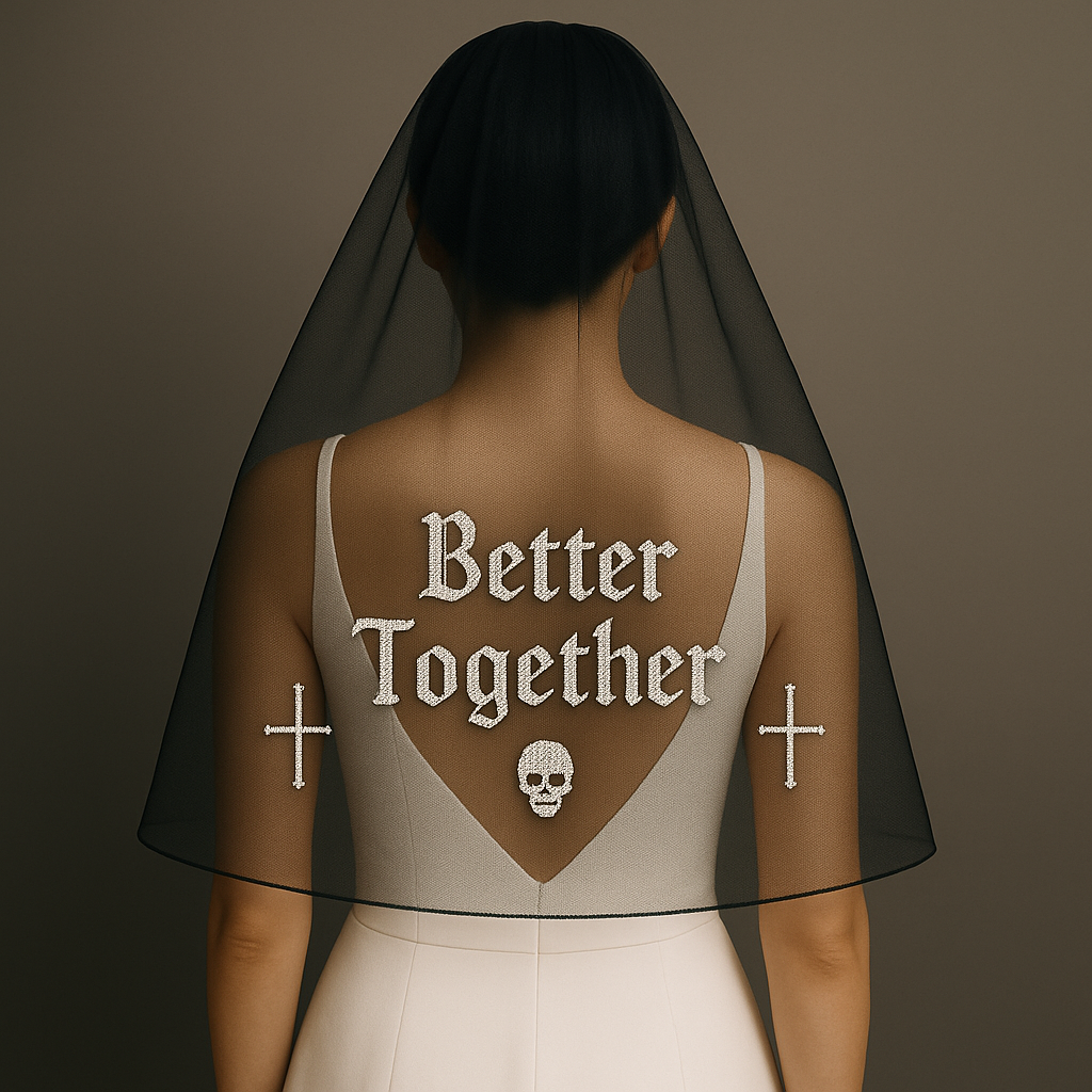 Custom Beaded Black Veil