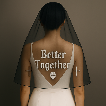 Custom Beaded Black Veil