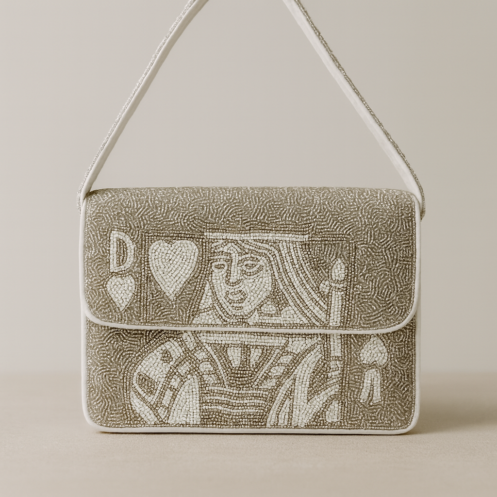Ivory & Blue Queen of Hearts Bag