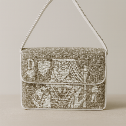 Ivory & Blue Queen of Hearts Bag