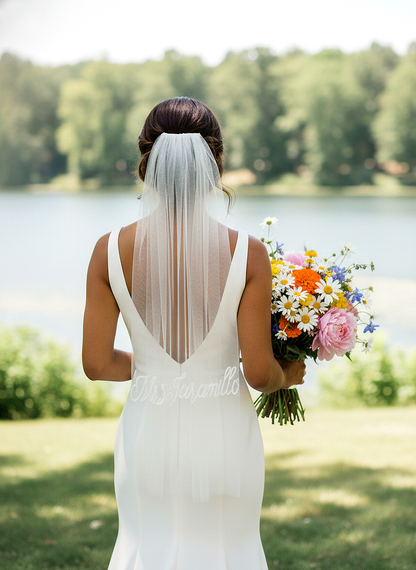 Personalized Wedding Veil with Custom Embroidered Name
