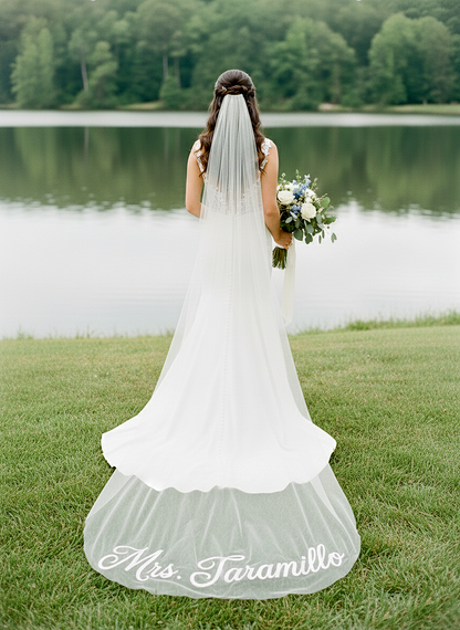 Personalized Wedding Veil with Custom Embroidered Name