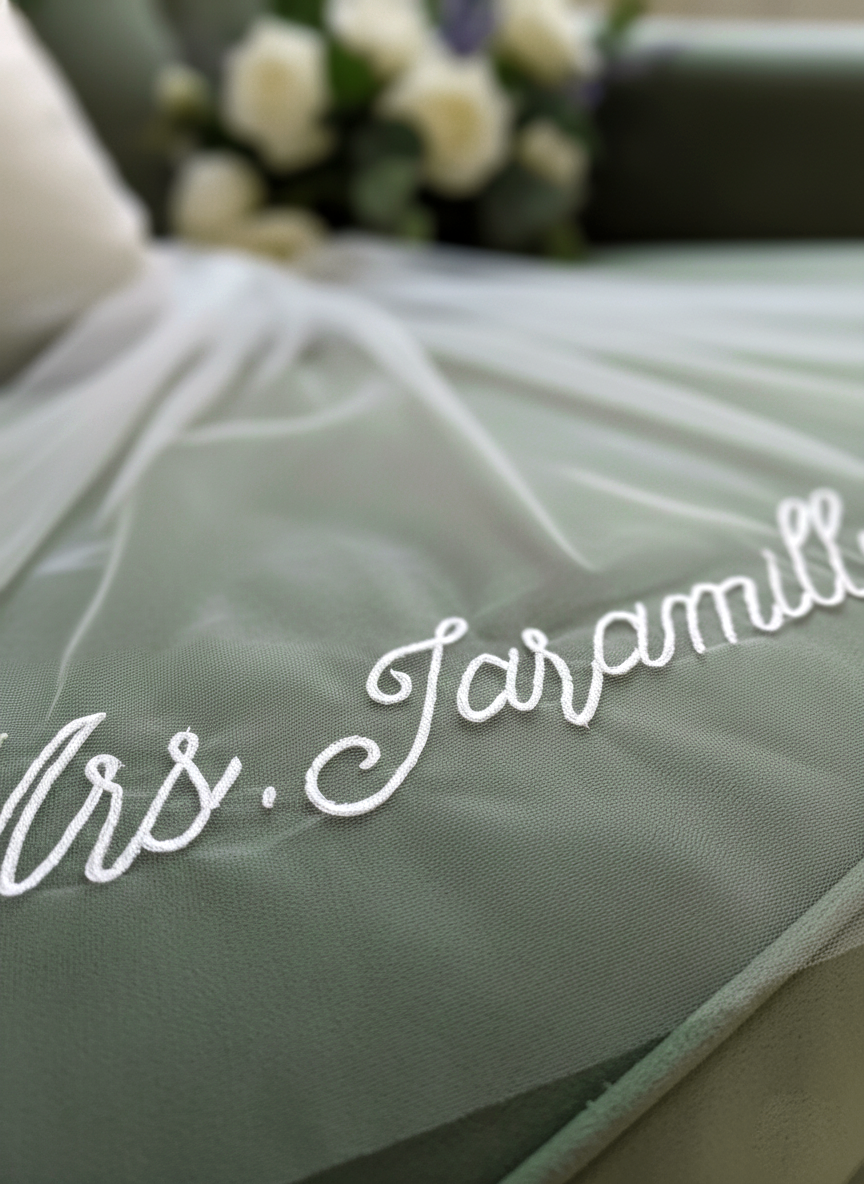 Personalized Wedding Veil with Custom Embroidered Name