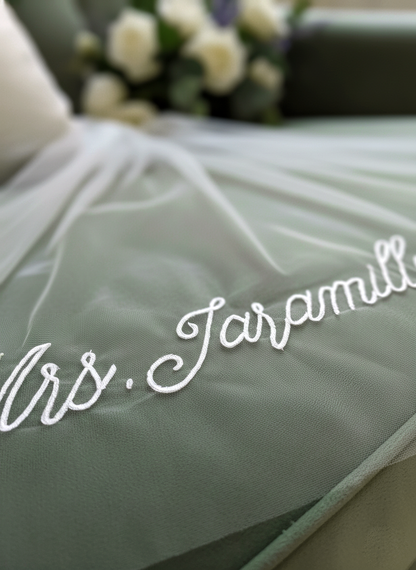 Personalized Wedding Veil with Custom Embroidered Name