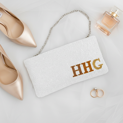 Beaded & Velvet Zipper Bridal Clutch