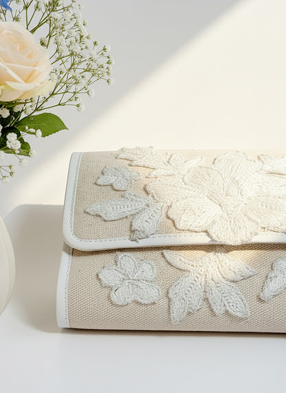 Embroidered Canvas Bridal Clutch