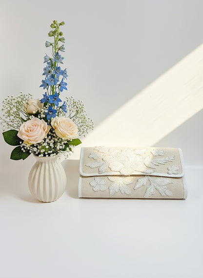 Embroidered Canvas Bridal Clutch