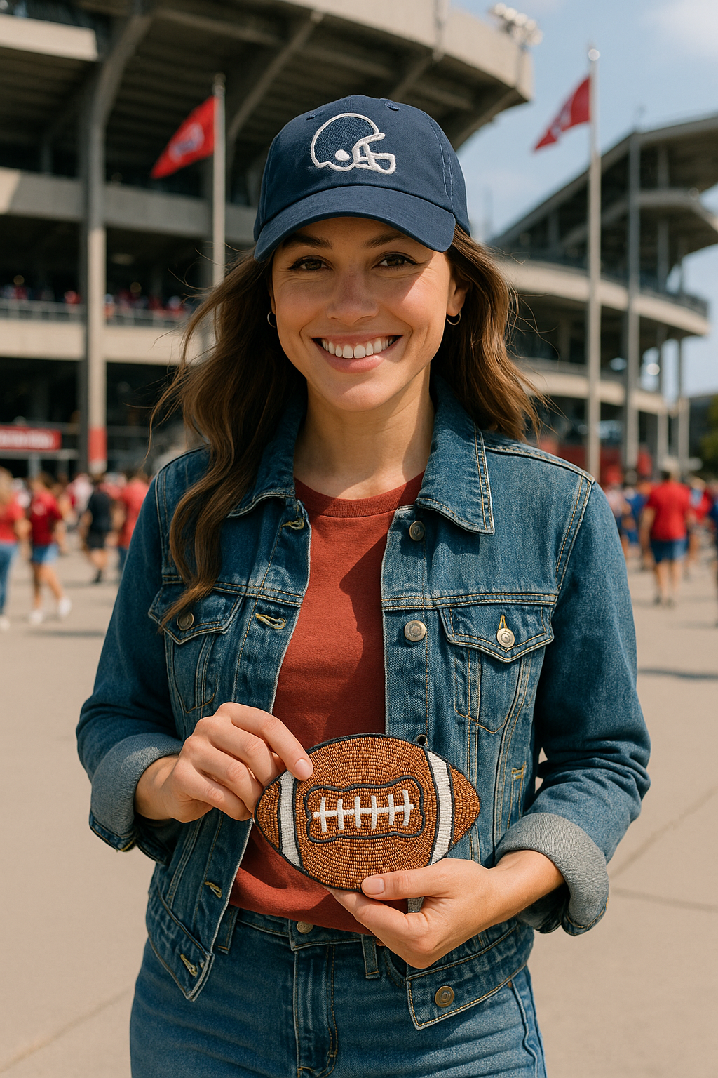 Custom Beaded Football Coin Purse