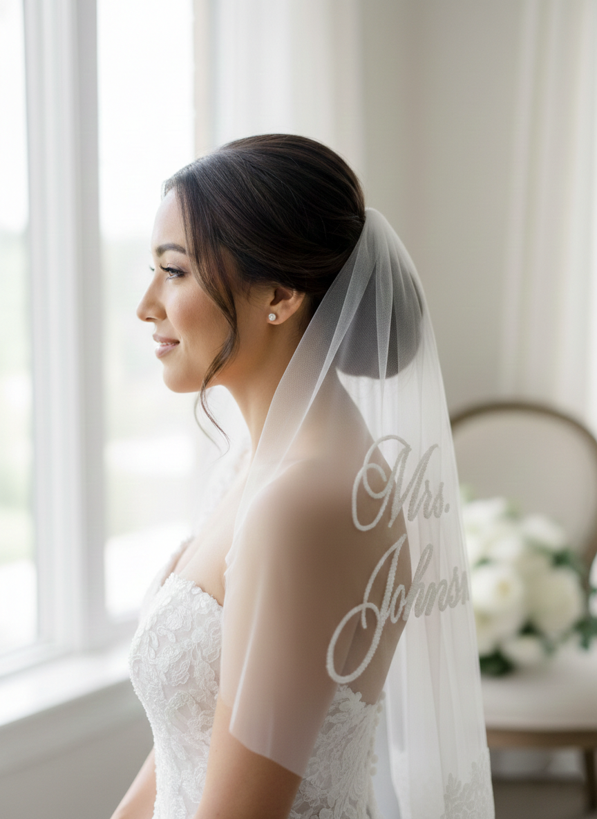 Braided Beading Personalized Bridal Veil