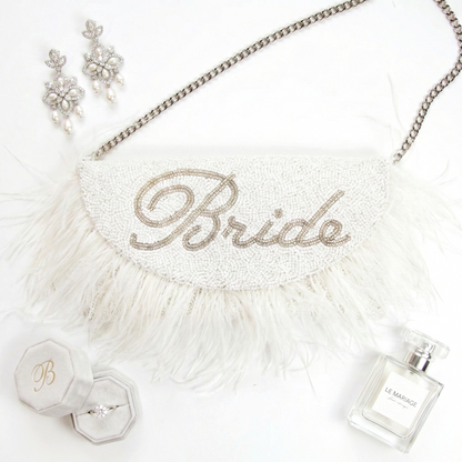 Beaded Feather Bridal Clutch