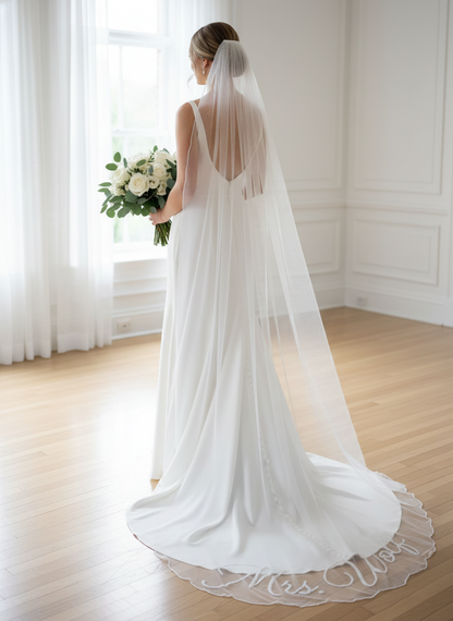 Scalloped Beaded Wedding Veil