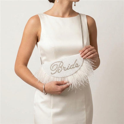 Beaded Feather Bridal Clutch