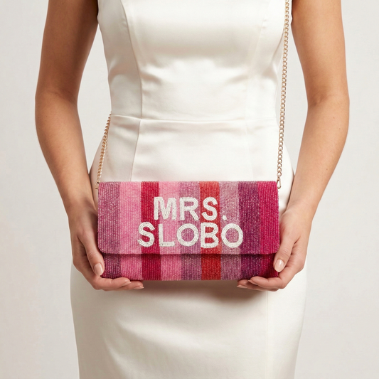 Colorful Beaded Barrel Clutch for Bride