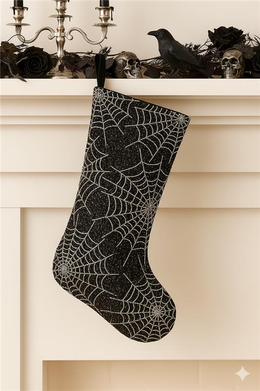 Beaded Nutcracker Skeleton Christmas Stocking