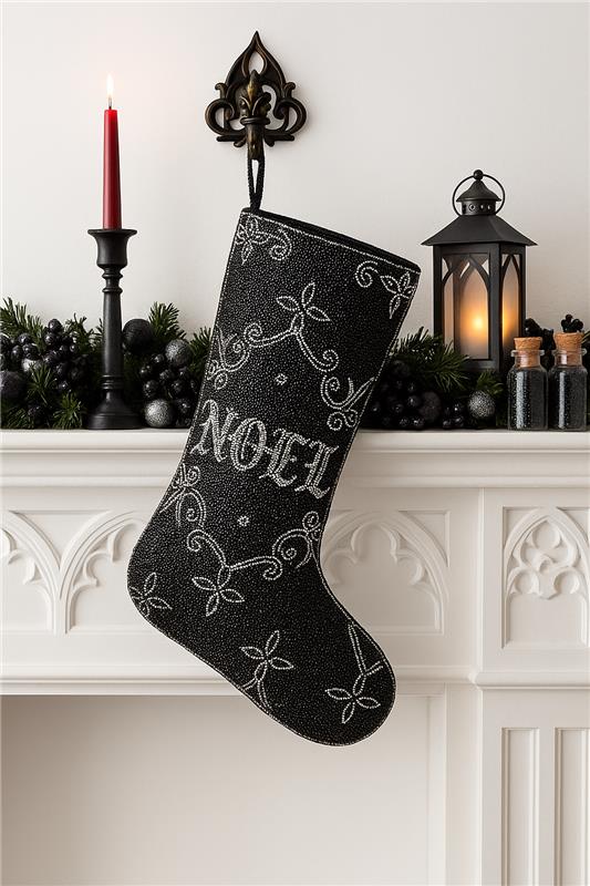 Beaded Nutcracker Skeleton Christmas Stocking