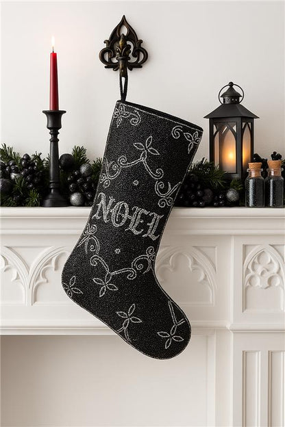 Beaded Nutcracker Skeleton Christmas Stocking