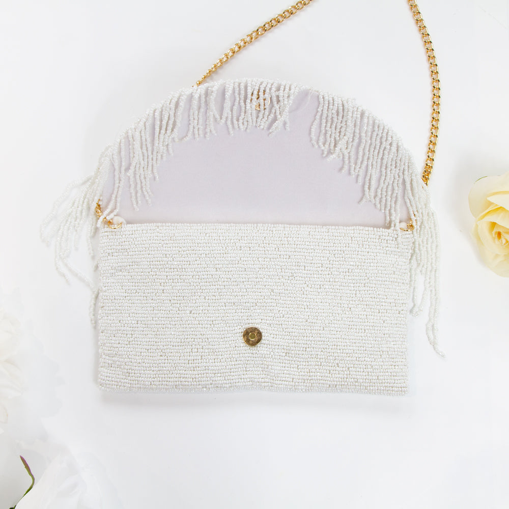 Bridal Clutch Half moon Fringe