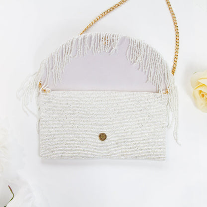 Bridal Clutch Half moon Fringe