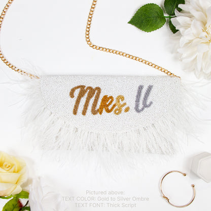 Beaded Feather Bridal Clutch