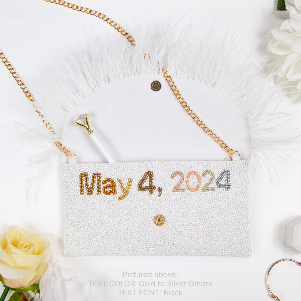Beaded Feather Bridal Clutch