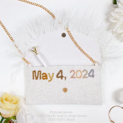 Beaded Feather Bridal Clutch