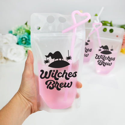 Halloween Party Favors, Halloween Gifts, Halloween Drink Pouches, Personalized Drink Pouches with Straw, Halloween Booze Bag, Reusable Booze Bag with Straw, Custom Personalized Drink Pouches, Drink Pouches with Straw, Booze Bag, Drink Floats, Halloween Party Favor, Halloween Party Pouches