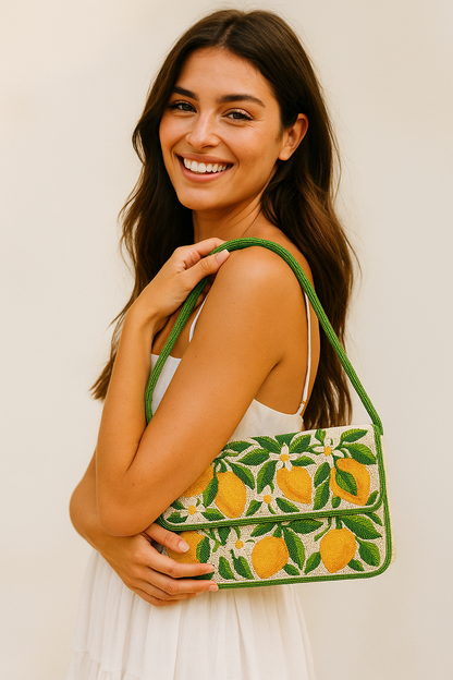 Tropical Mango Beaded Handbag
