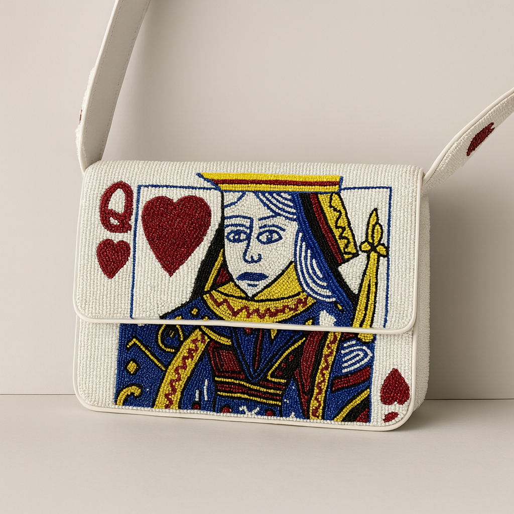 Ivory & Blue Queen of Hearts Bag