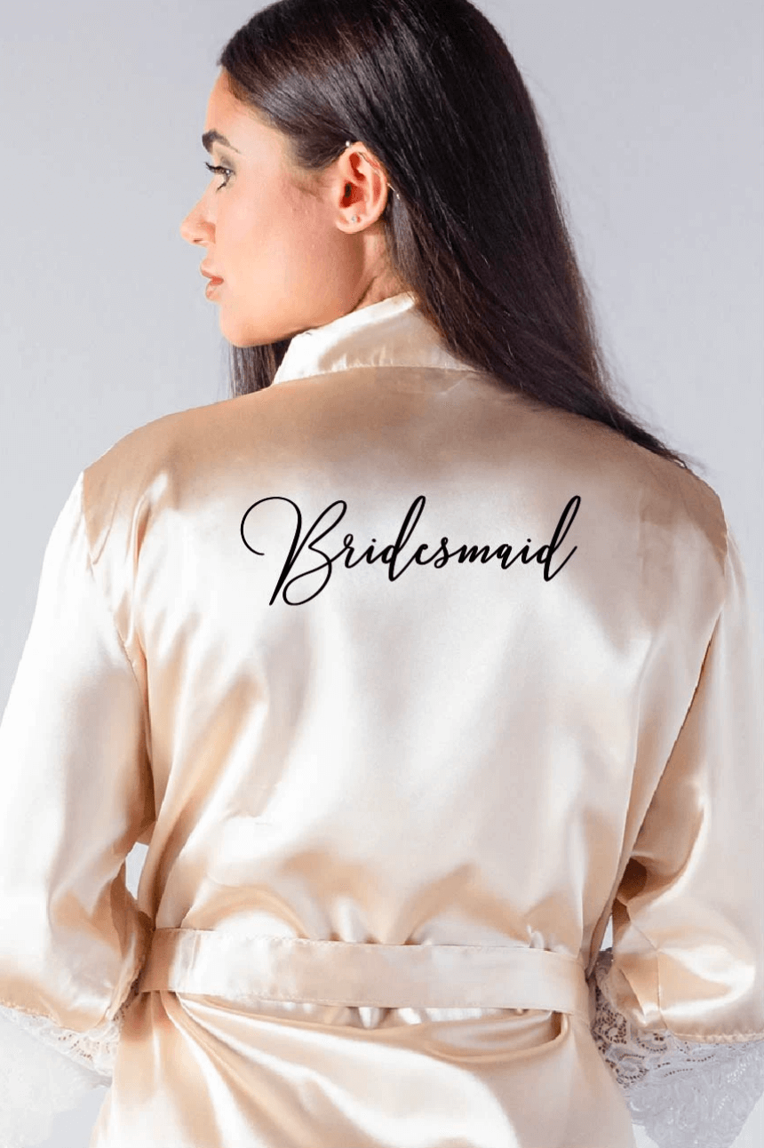 handwritten style bridesmaid robe back view