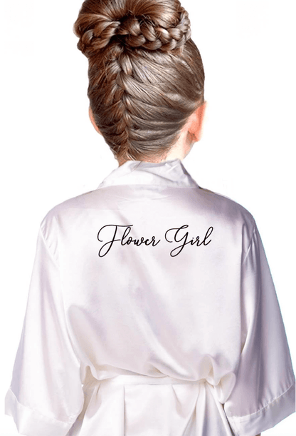 handwritten style flower girl bridal robe for kids back view