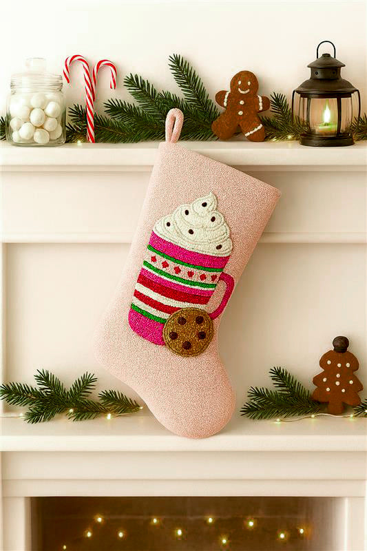 Hot Cocoa Beaded Stocking