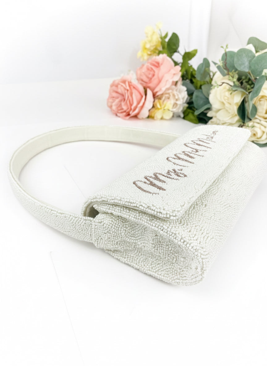 White Beaded Wedding Purse