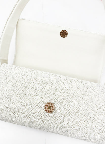 White Beaded Wedding Purse