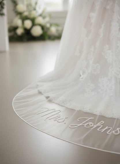 Braided Beading Personalized Bridal Veil