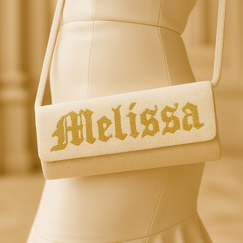 White Beaded Wedding Purse