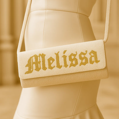 White Beaded Wedding Purse