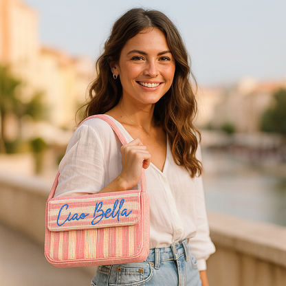 Ciao Bella Pink Beaded Bag